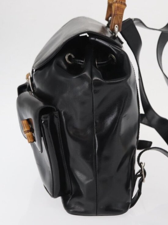 GUCCI Bamboo Backpack Enamel Black Silver 003 2058 0016 Auth 158076 main image 15
